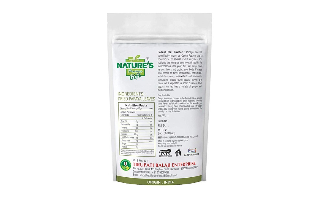 Nature's Gift Papaya Leaf Powder    Pack  500 grams